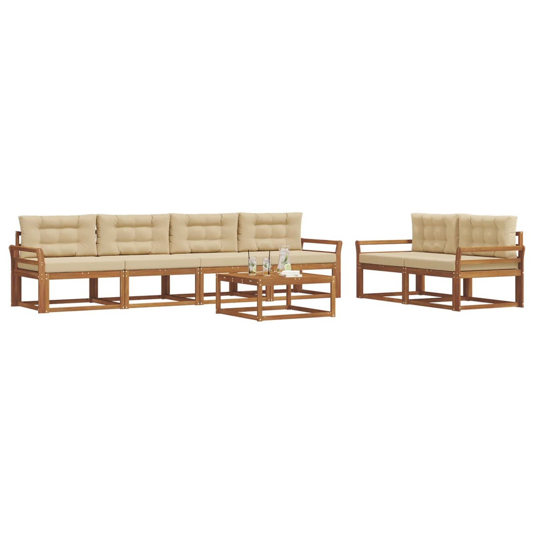 Udendørs sofagruppe med pude 7 pcs Naturlig og Beige
