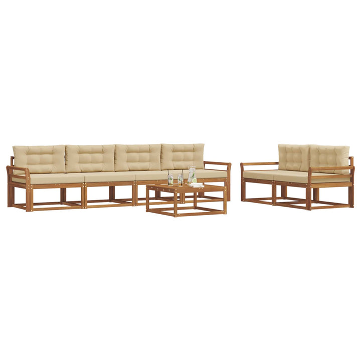 Udendørs sofagruppe med pude 7 pcs Naturlig og Beige