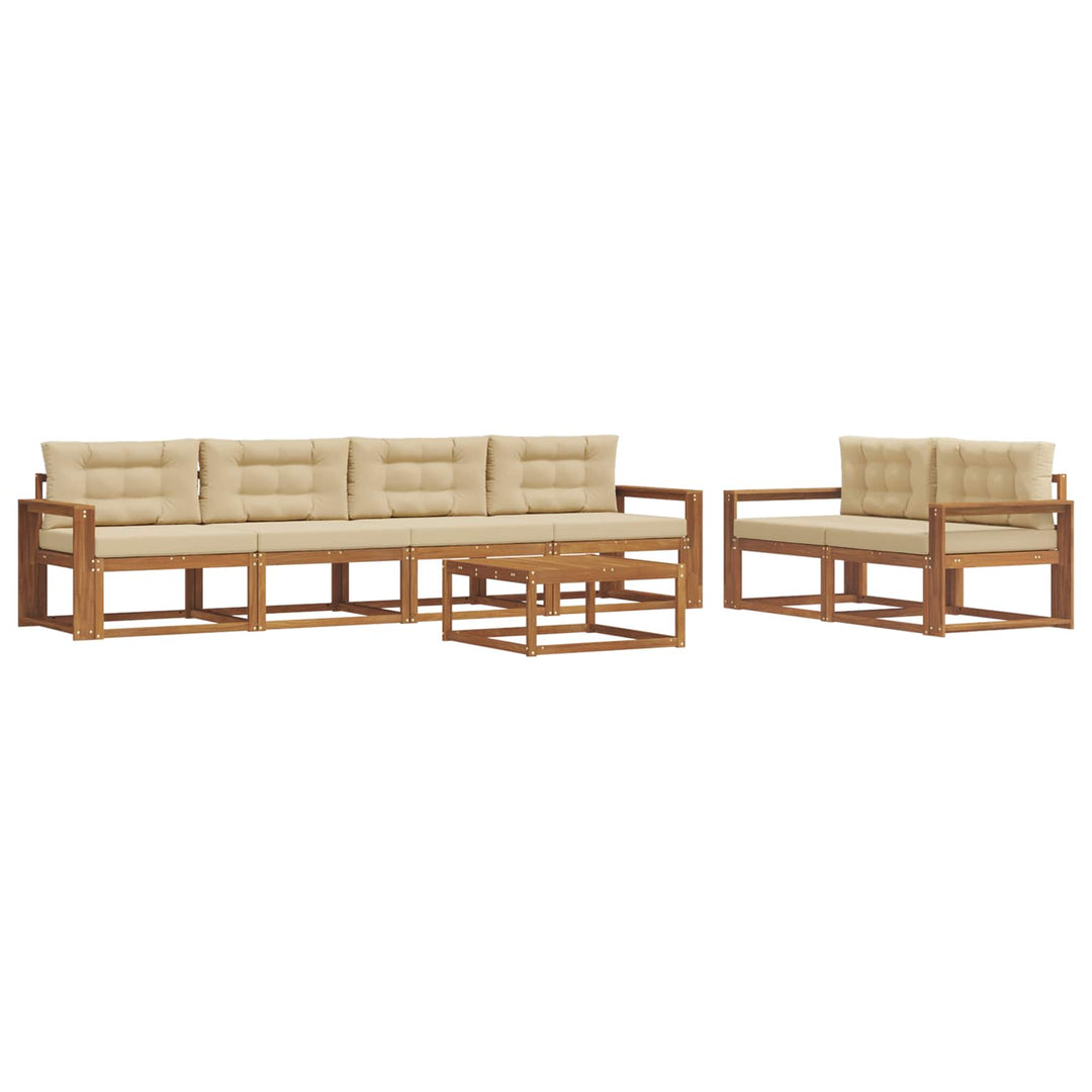 Udendørs sofagruppe med pude 7 pcs Naturlig og Beige
