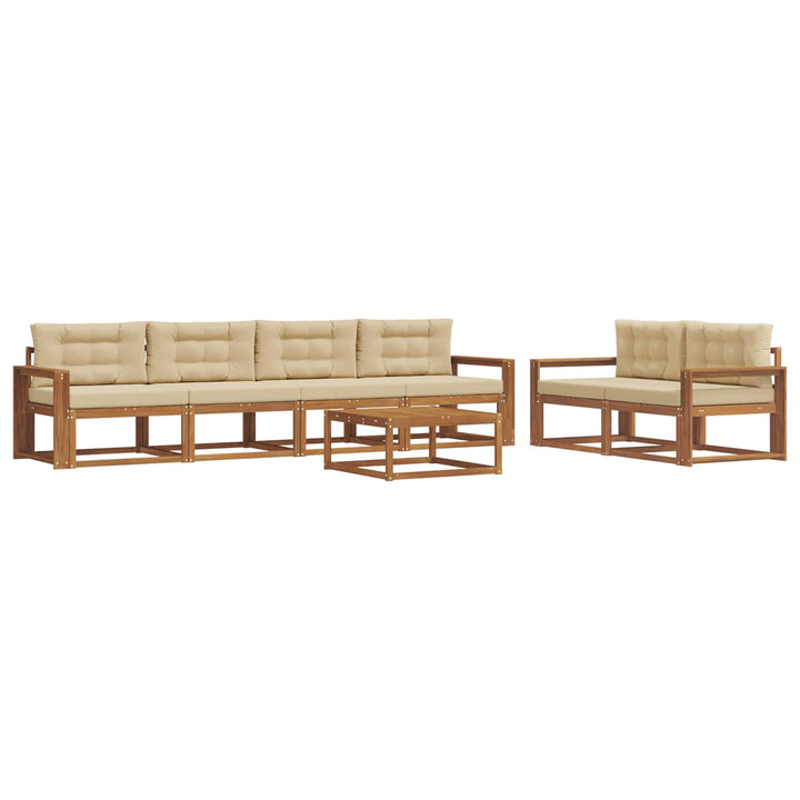 Udendørs sofagruppe med pude 7 pcs Naturlig og Beige