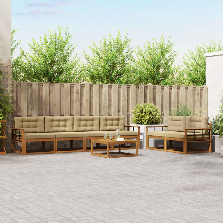 Udendørs sofagruppe med pude 7 pcs Naturlig og Beige