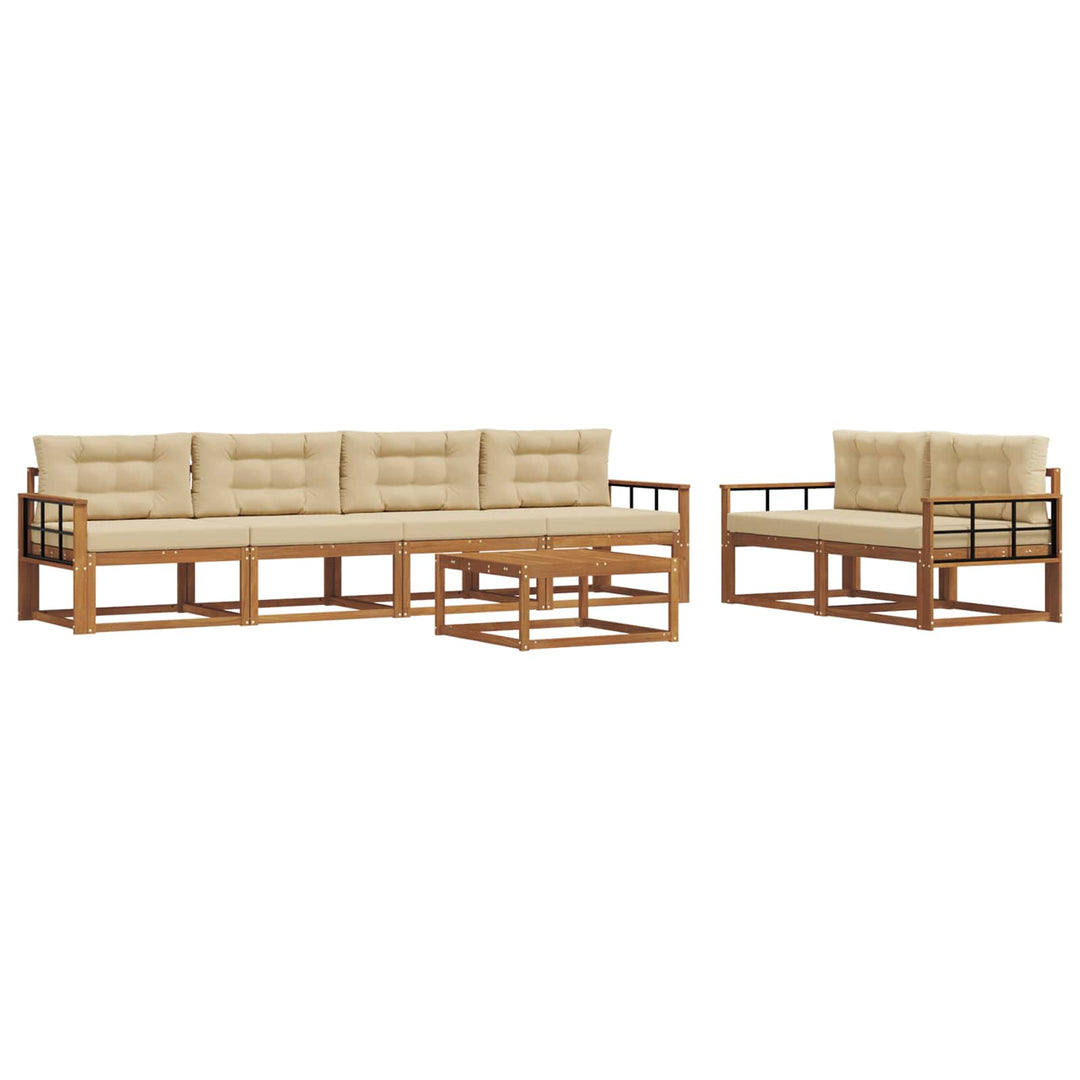 Udendørs sofagruppe med pude 7 pcs Naturlig og Beige