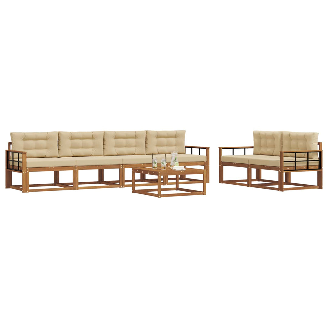 Udendørs sofagruppe med pude 7 pcs Naturlig og Beige