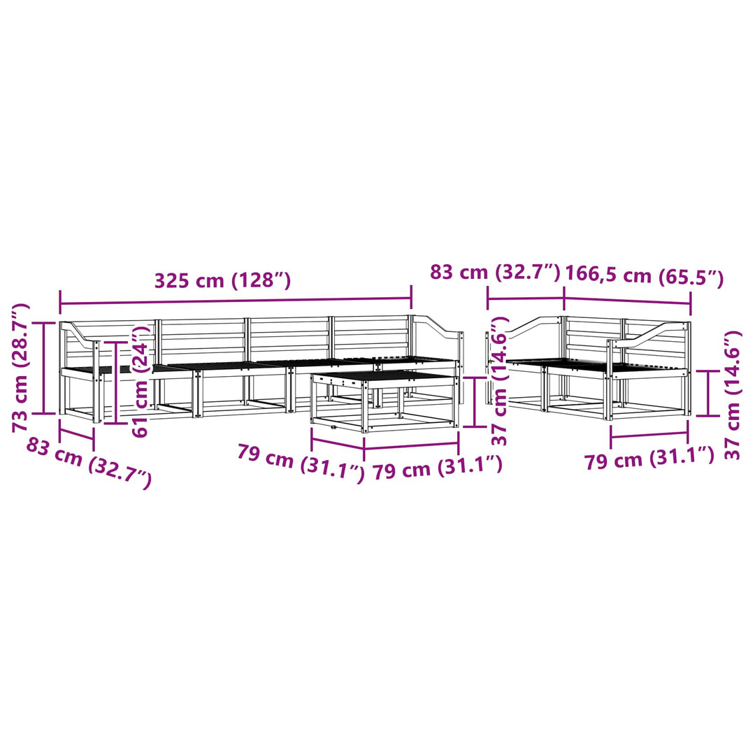 Udendørs sofagruppe 7 pcs Naturfarvet Massivt Akacietræ