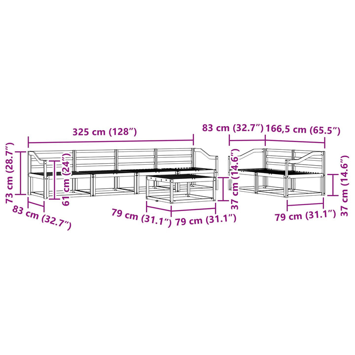 Udendørs sofagruppe 7 pcs Naturfarvet Massivt Akacietræ