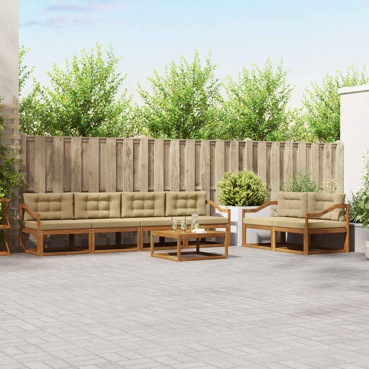 Udendørs sofagruppe med pude 7 pcs Naturlig og Beige