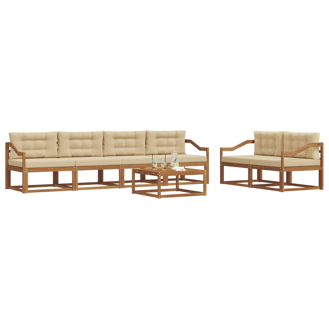 Udendørs sofagruppe med pude 7 pcs Naturlig og Beige