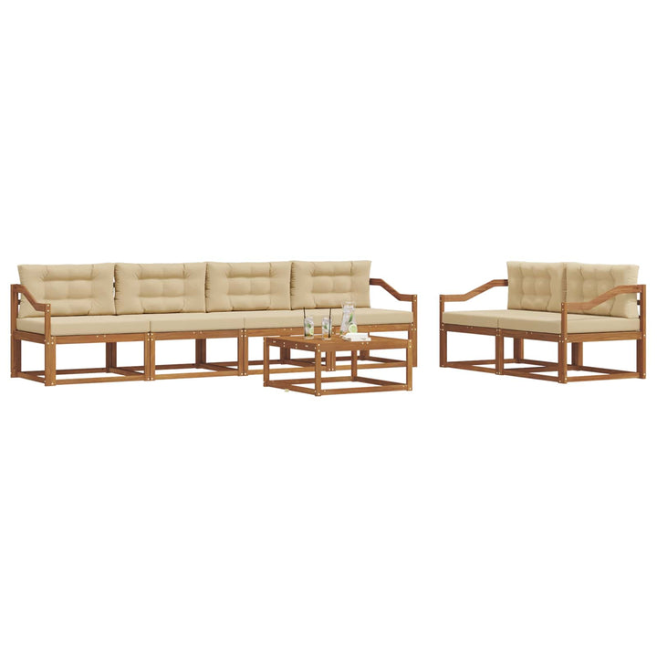 Udendørs sofagruppe med pude 7 pcs Naturlig og Beige