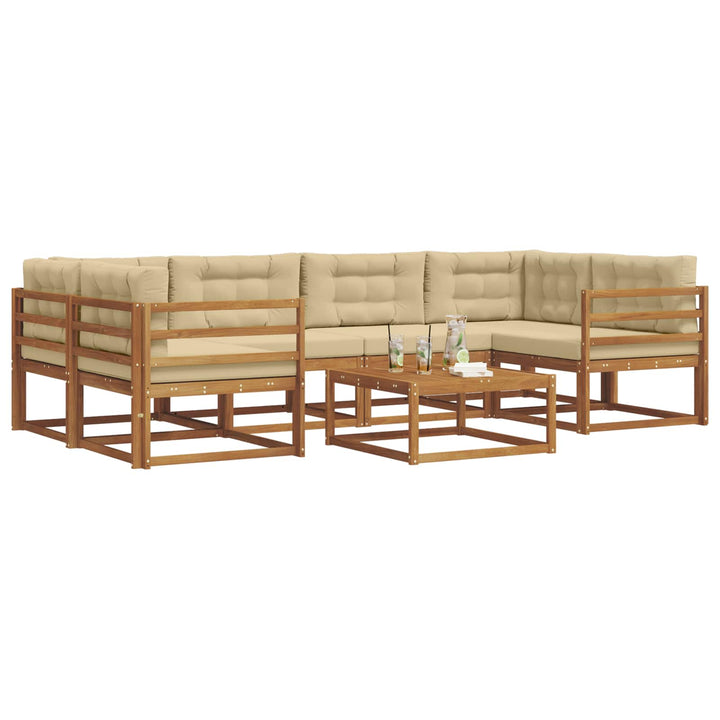 Udendørs sofagruppe med pude 7 pcs Naturlig og Beige