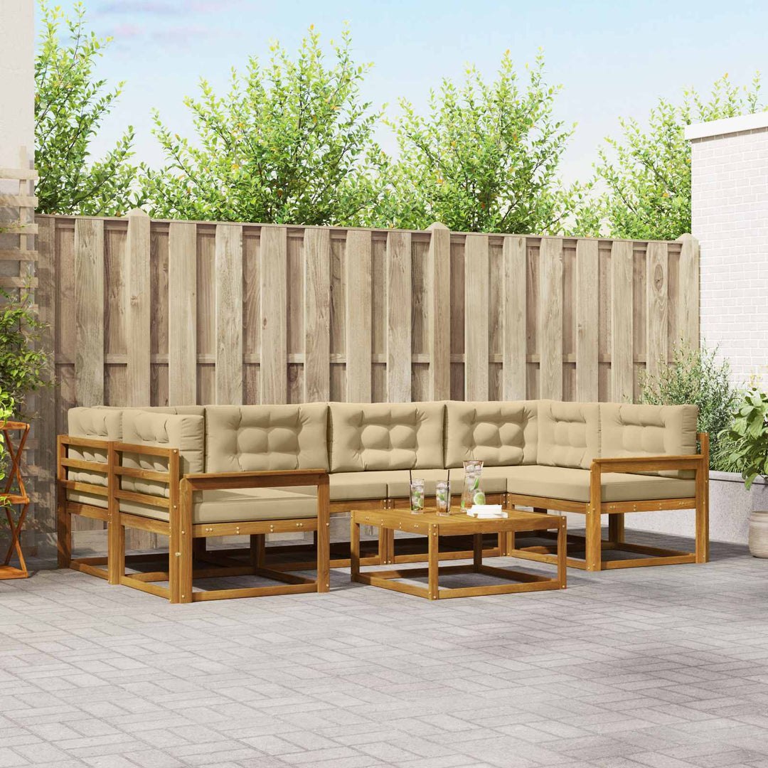 Udendørs sofagruppe 7 pcs Naturlig og Beige