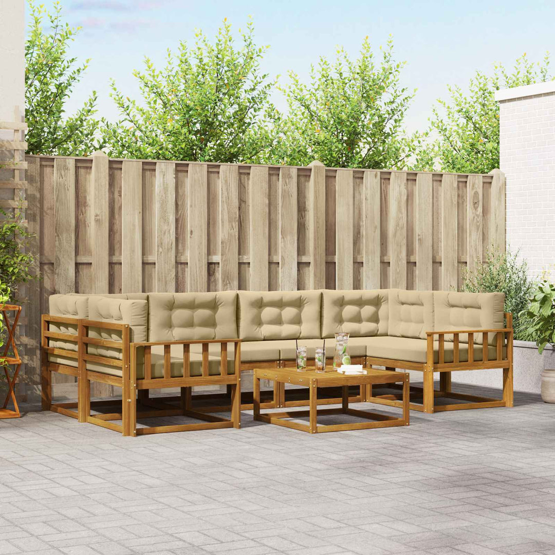 Udendørs sofagruppe med pude 7 pcs Naturlig og Beige