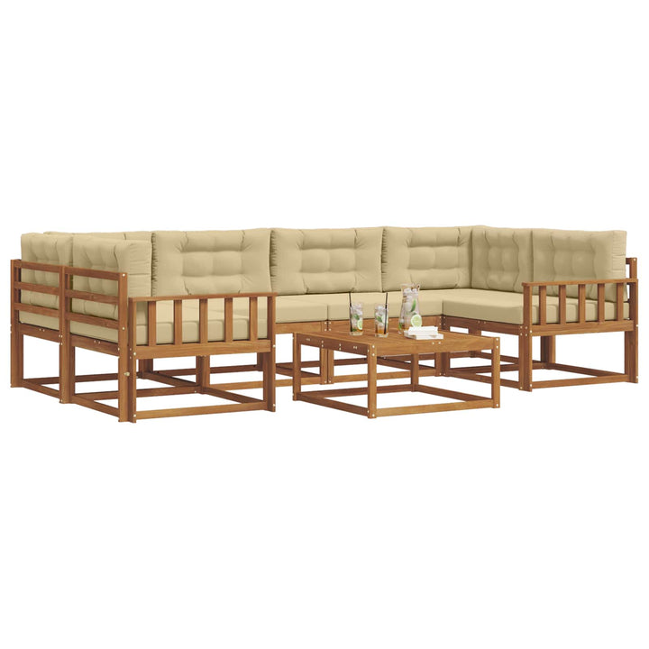 Udendørs sofagruppe med pude 7 pcs Naturlig og Beige
