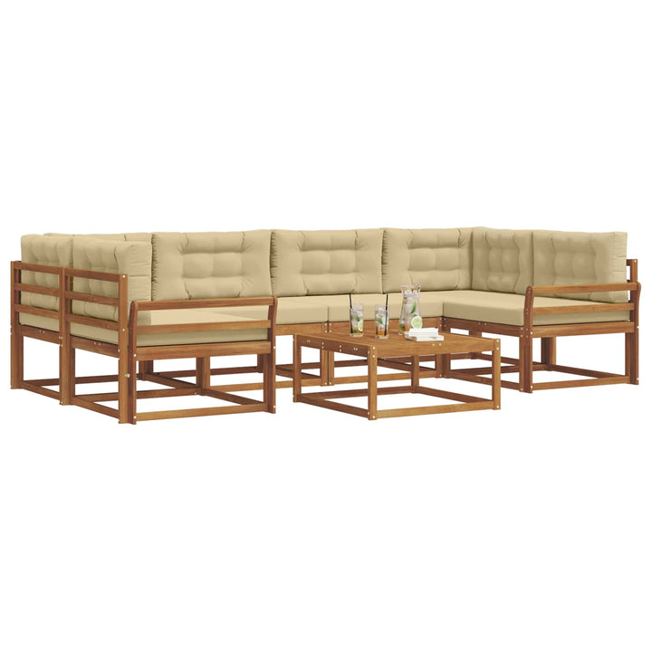Udendørs sofagruppe med pude 7 pcs Naturlig og Beige