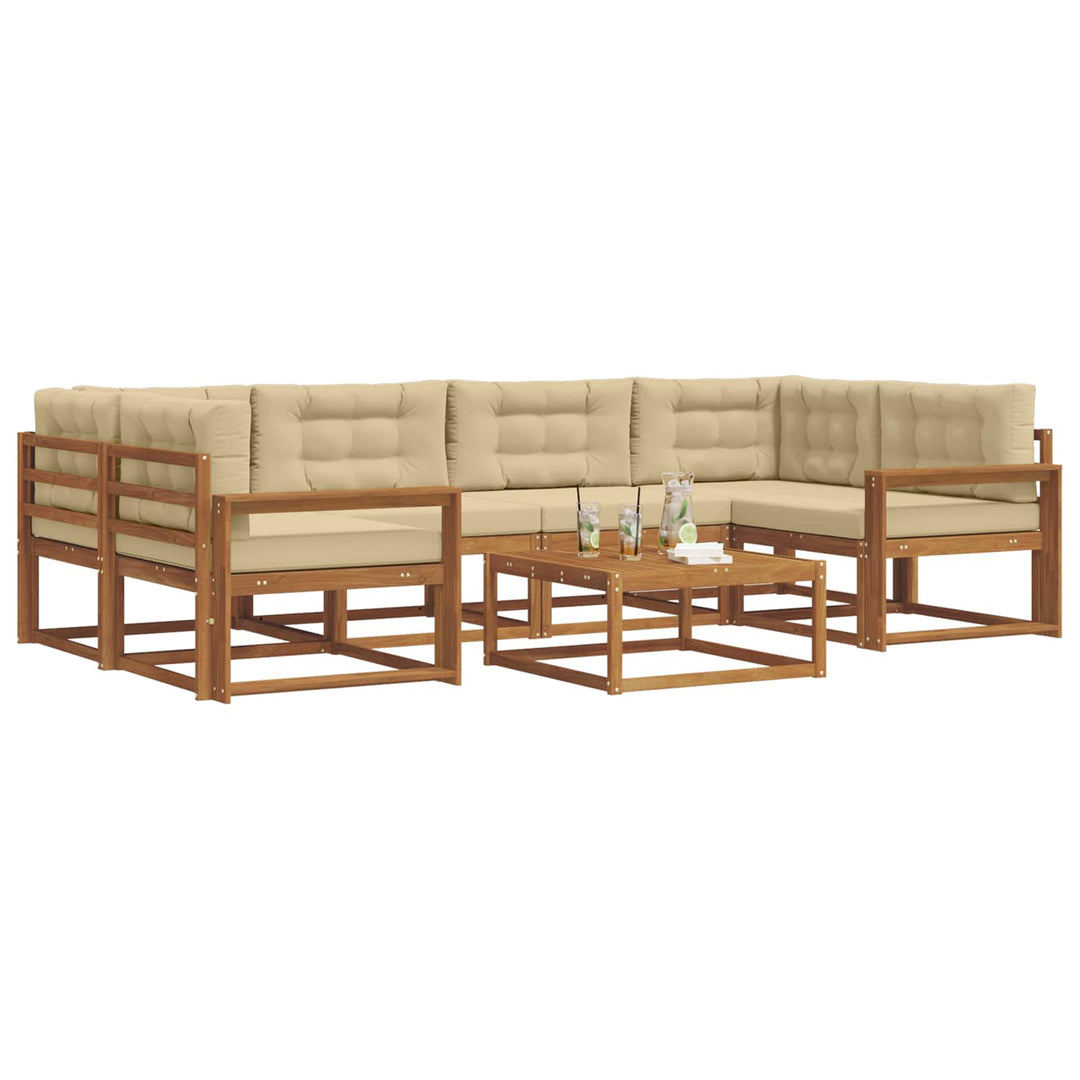Udendørs sofagruppe med pude 7 pcs Naturlig og Beige