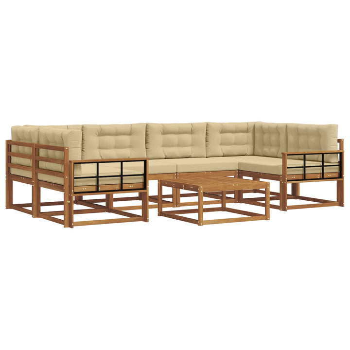 Udendørs sofagruppe med pude 7 pcs Naturlig og Beige