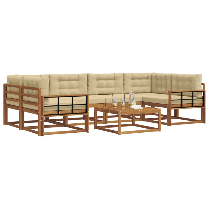 Udendørs sofagruppe med pude 7 pcs Naturlig og Beige