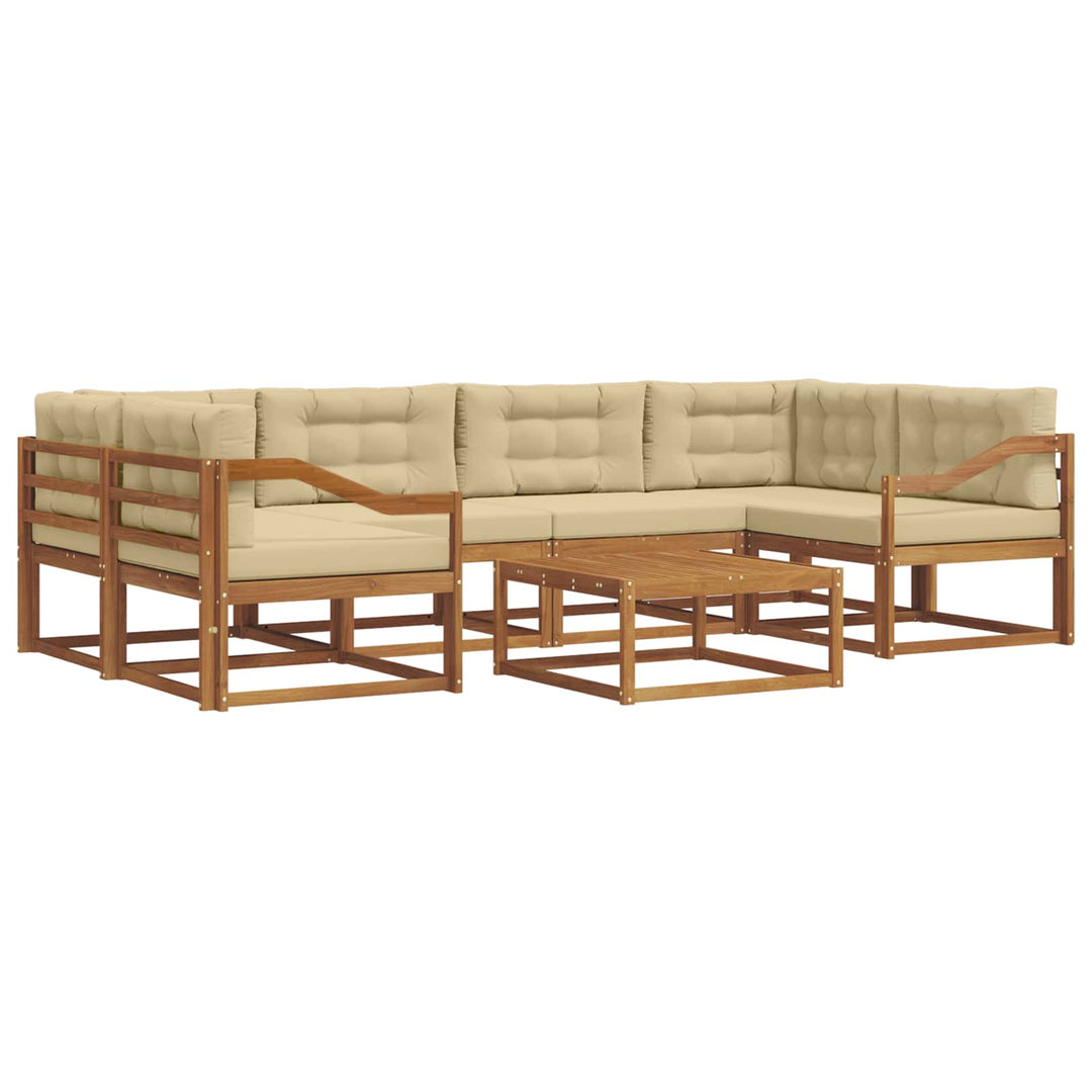 Udendørs sofagruppe med pude 7 pcs Naturlig og Beige