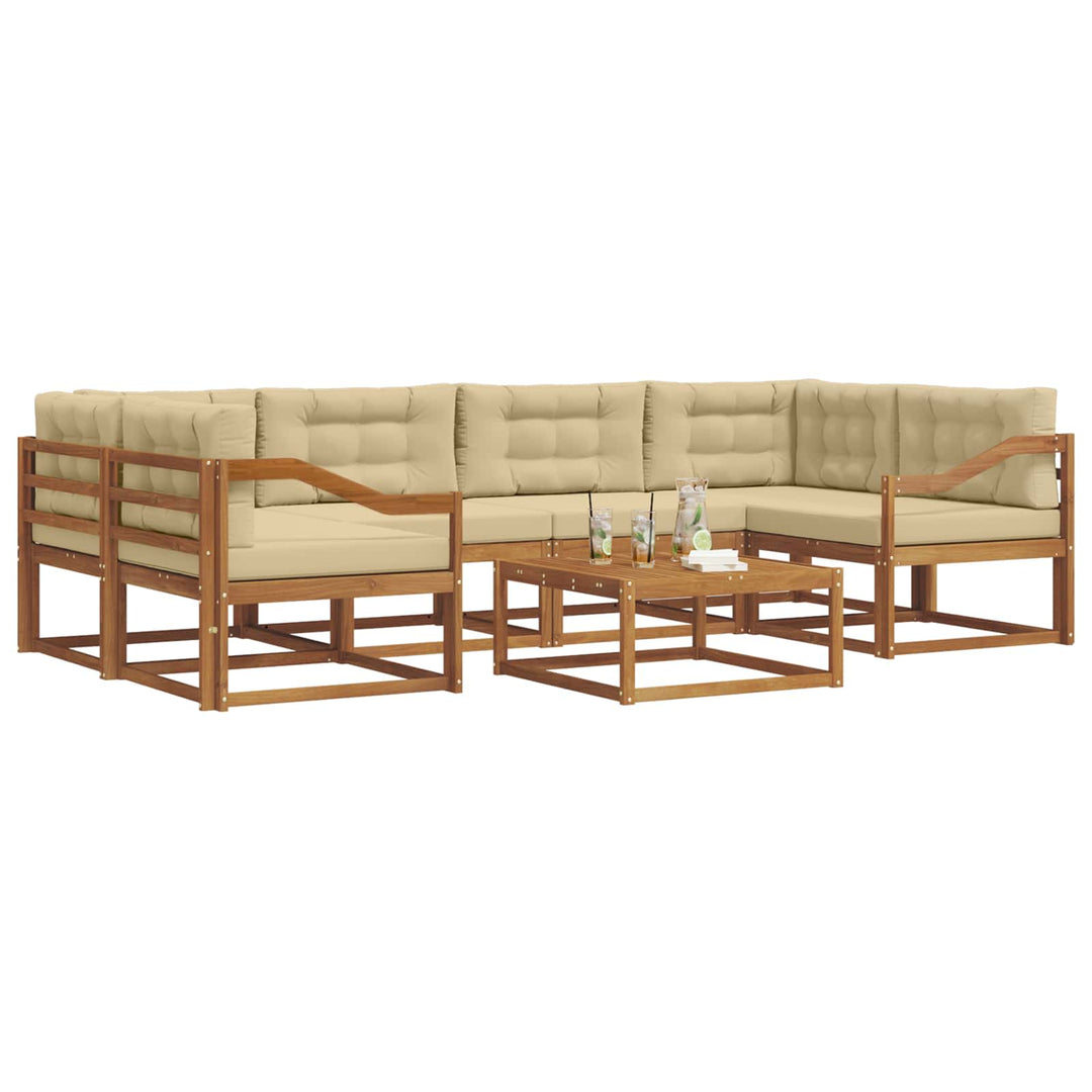 Udendørs sofagruppe med pude 7 pcs Naturlig og Beige