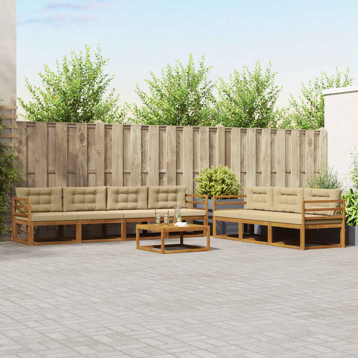 Udendørs sofagruppe med pude 8 pcs Naturlig og Beige