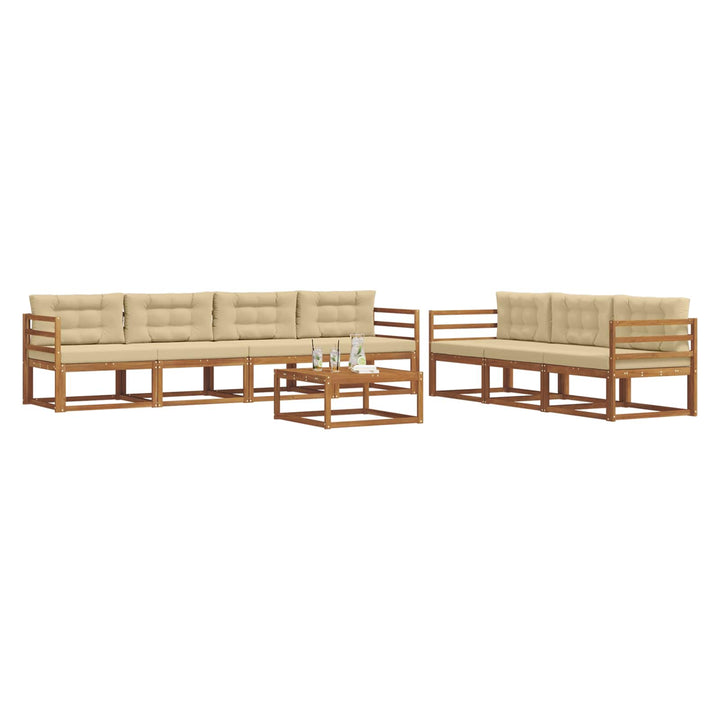 Udendørs sofagruppe med pude 8 pcs Naturlig og Beige