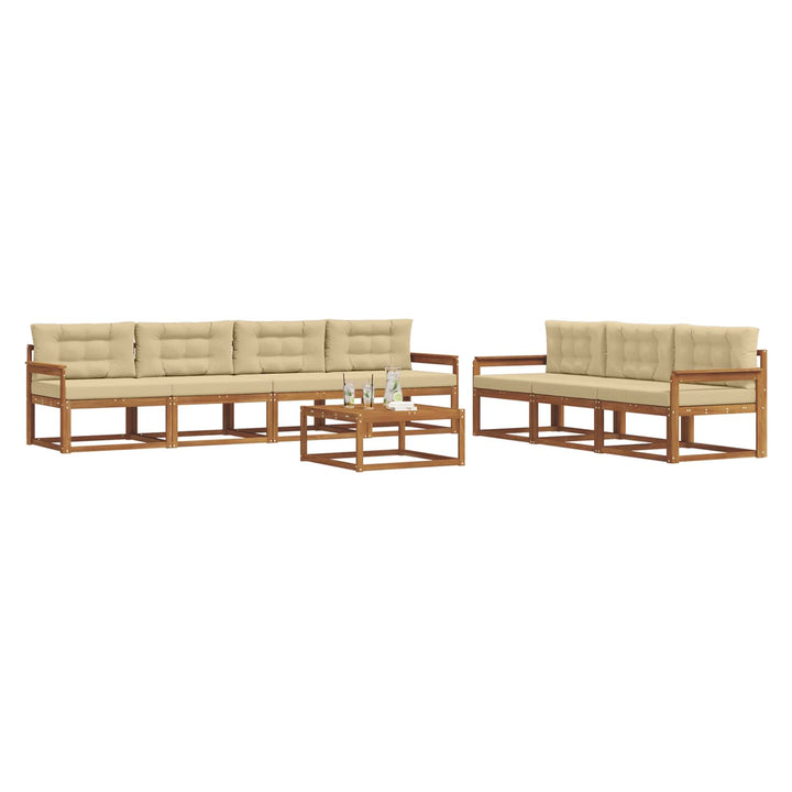 Udendørs sofagruppe med pude 8 pcs Naturlig og Beige