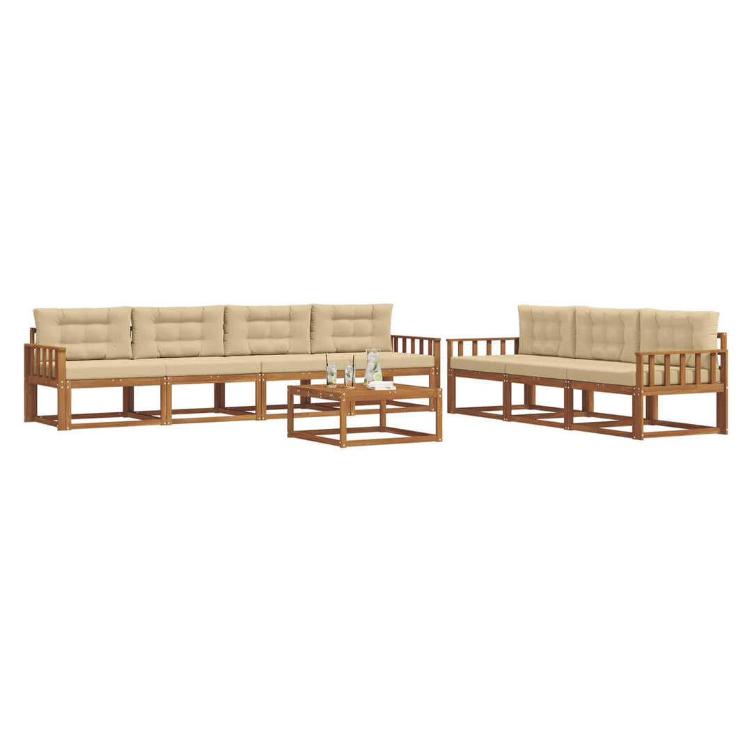 Udendørs sofagruppe med pude 8 pcs Naturlig og Beige