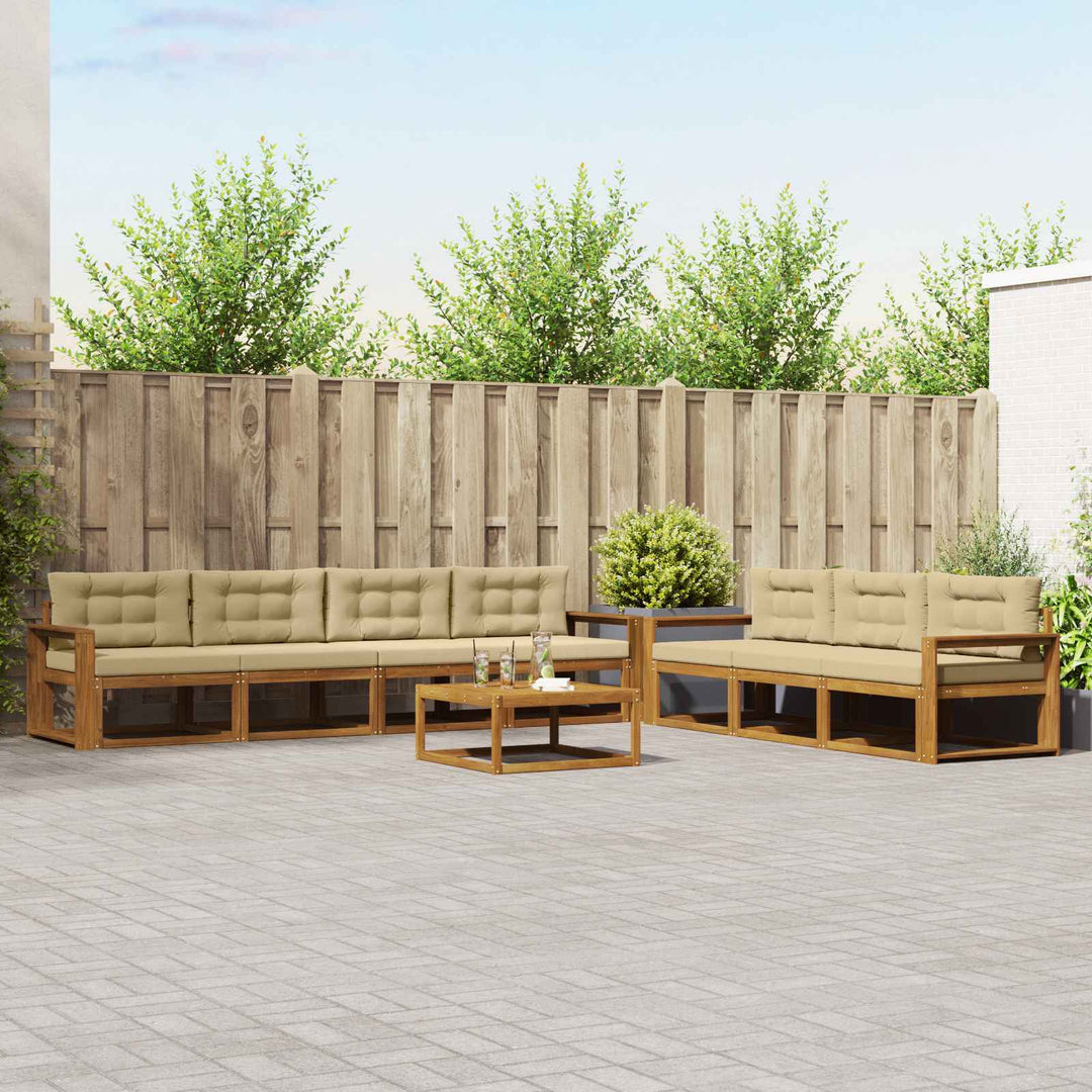 Udendørs sofagruppe med pude 8 pcs Naturlig og Beige