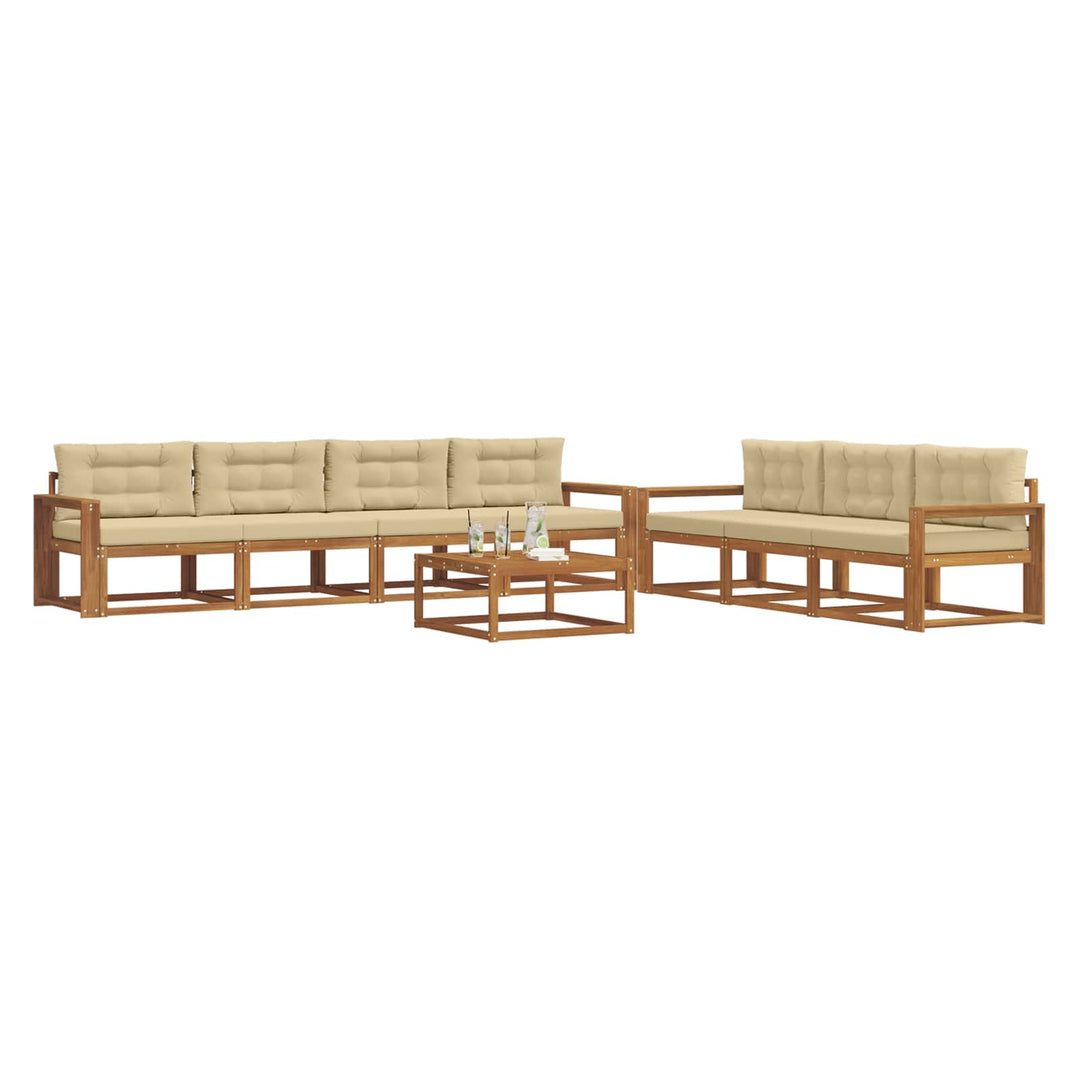 Udendørs sofagruppe med pude 8 pcs Naturlig og Beige