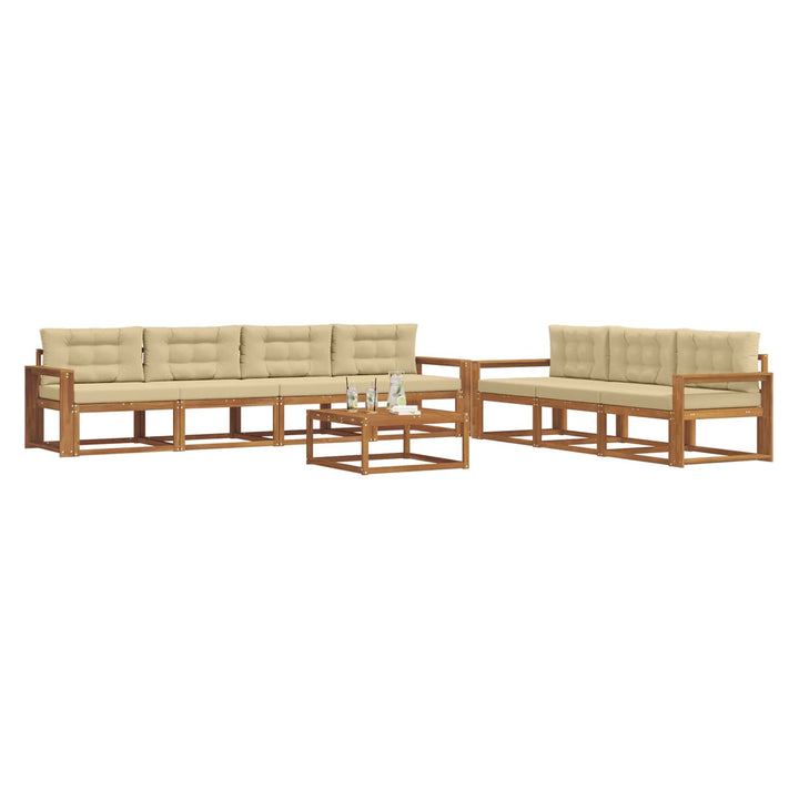 Udendørs sofagruppe med pude 8 pcs Naturlig og Beige