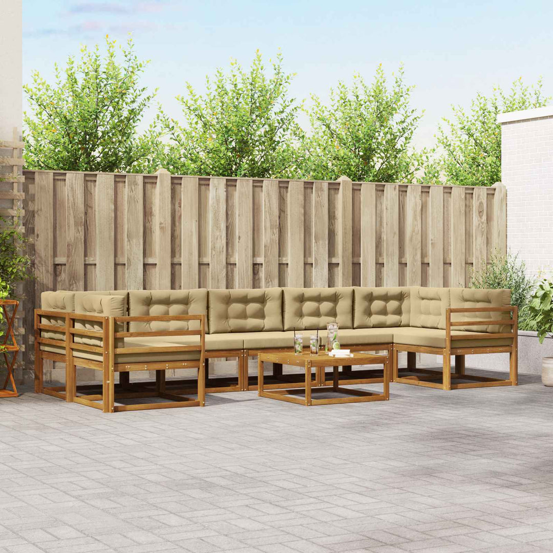 Udendørs sofagruppe med pude 8 pcs Naturlig og Beige