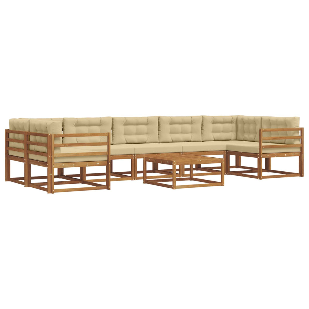 Udendørs sofagruppe med pude 8 pcs Naturlig og Beige