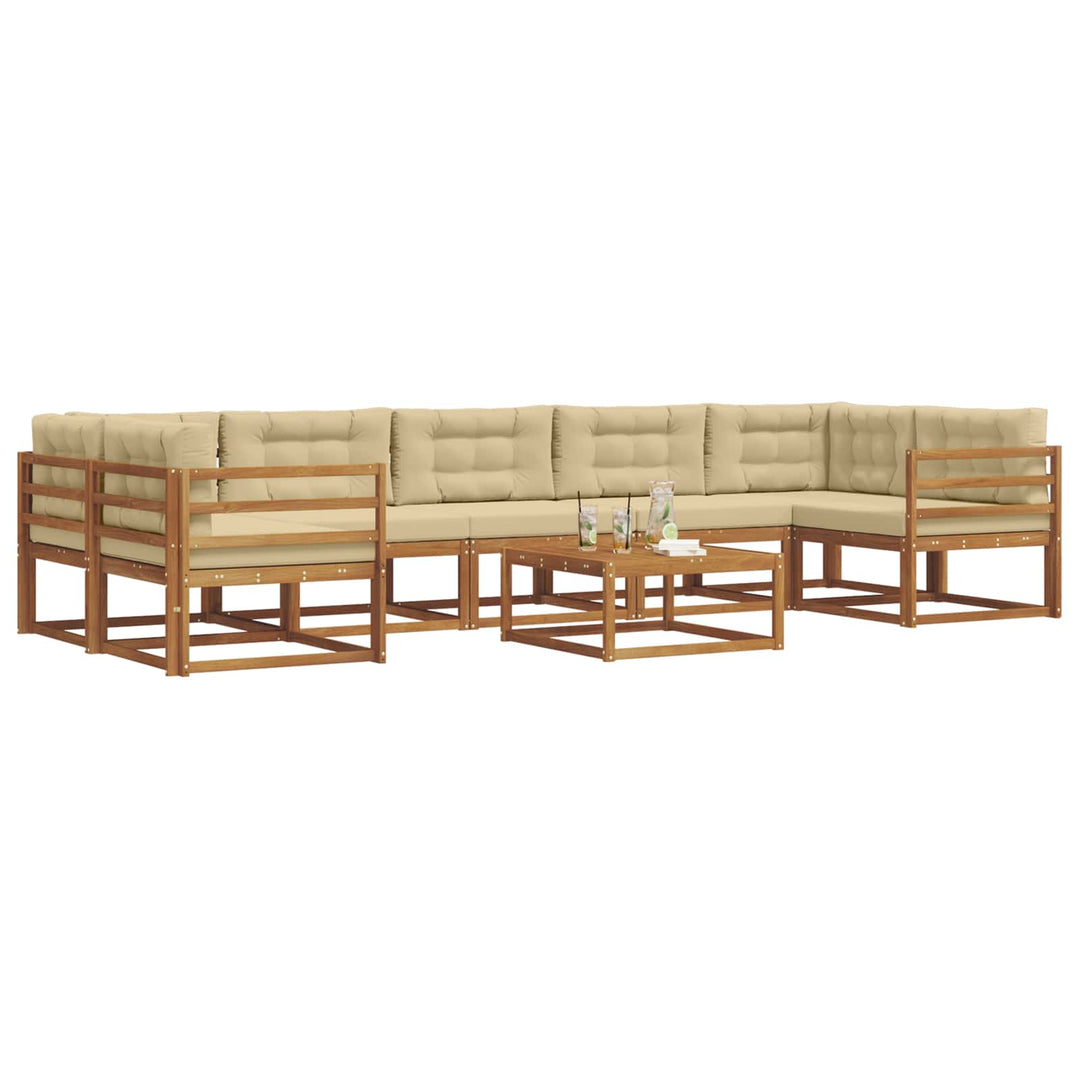 Udendørs sofagruppe med pude 8 pcs Naturlig og Beige