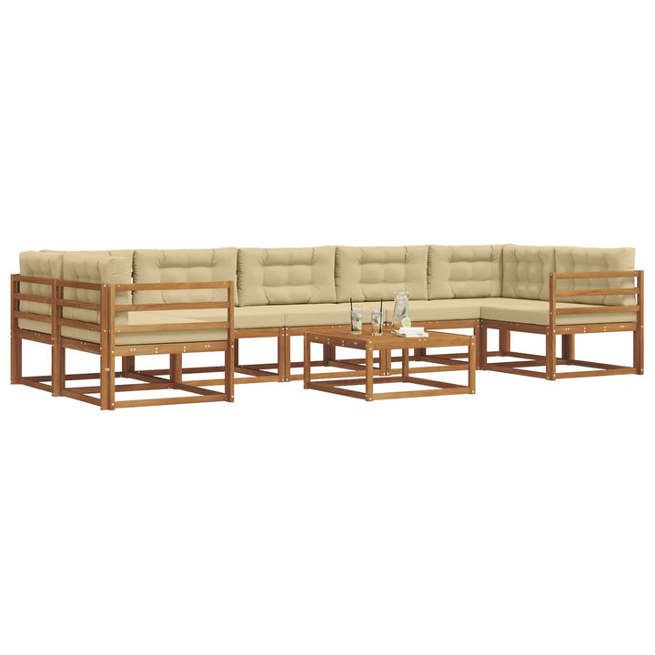 Udendørs sofagruppe med pude 8 pcs Naturlig og Beige