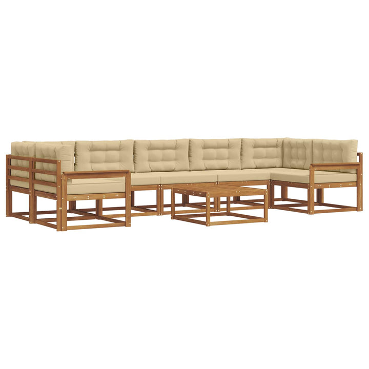 Udendørs sofagruppe med pude 8 pcs Naturlig og Beige