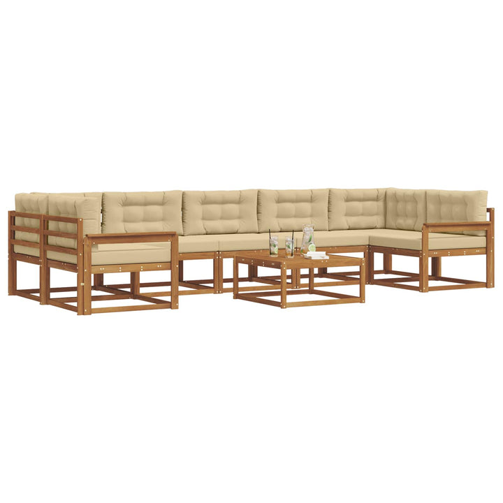 Udendørs sofagruppe med pude 8 pcs Naturlig og Beige