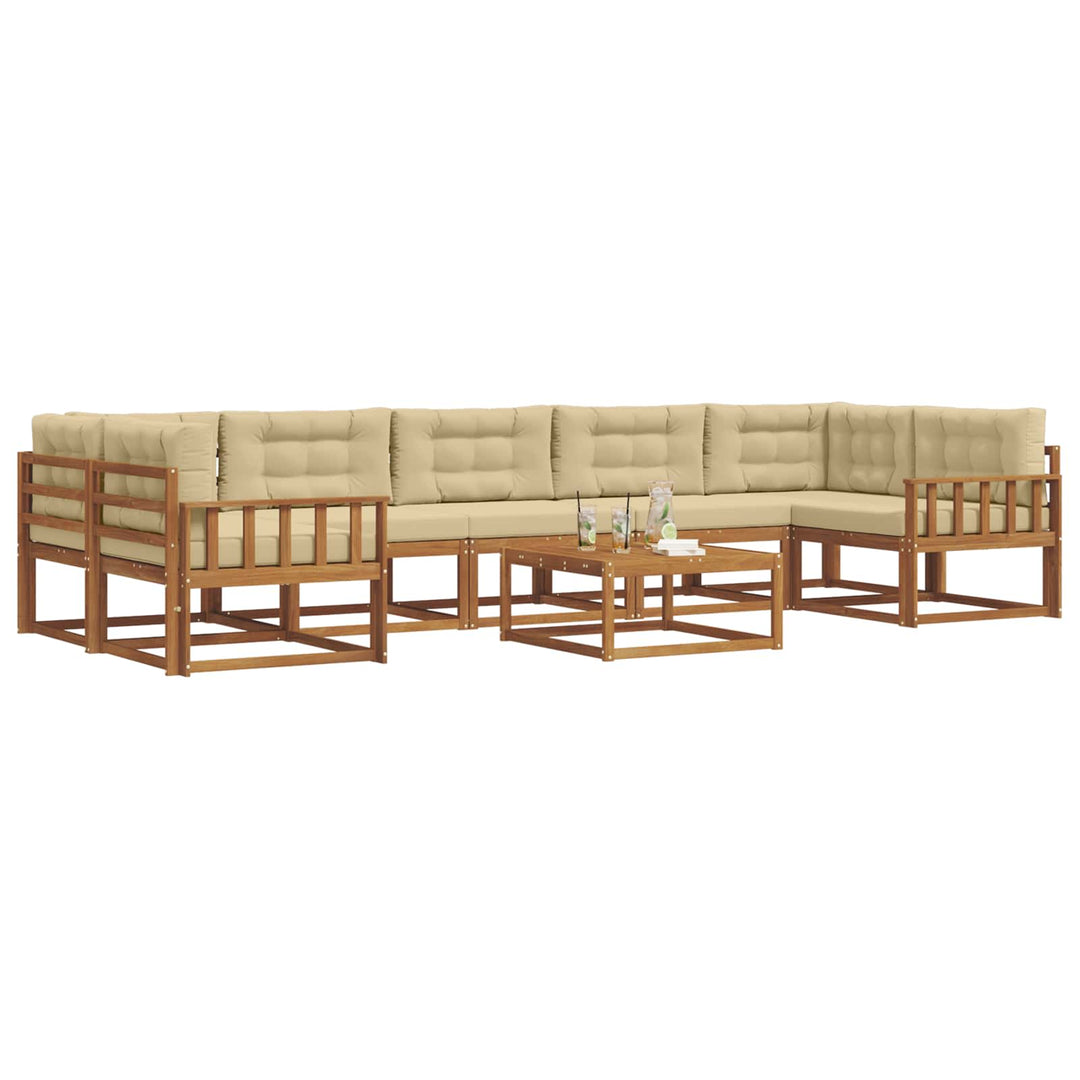 Udendørs sofagruppe med pude 8 pcs Naturlig og Beige