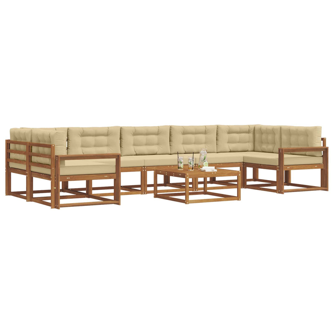 Udendørs sofagruppe med pude 8 pcs Naturlig og Beige