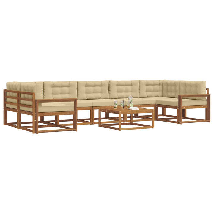Udendørs sofagruppe med pude 8 pcs Naturlig og Beige