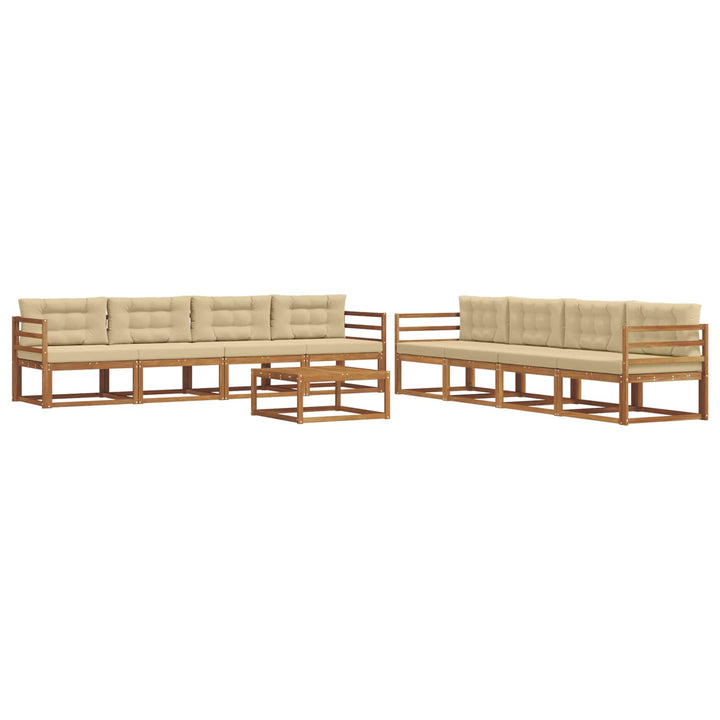 Udendørs sofagruppe med pude 9 pcs Naturlig og Beige