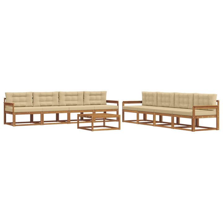 Udendørs sofagruppe med pude 9 pcs Naturlig og Beige