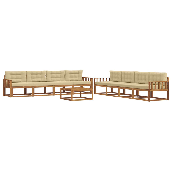 Udendørs sofagruppe med pude 9 pcs Naturlig og Beige