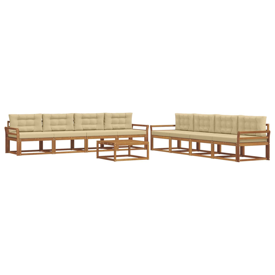 Udendørs sofagruppe med pude 9 pcs Naturlig og Beige