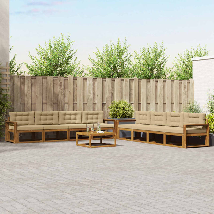 Udendørs sofagruppe med pude 9 pcs Naturlig og Beige