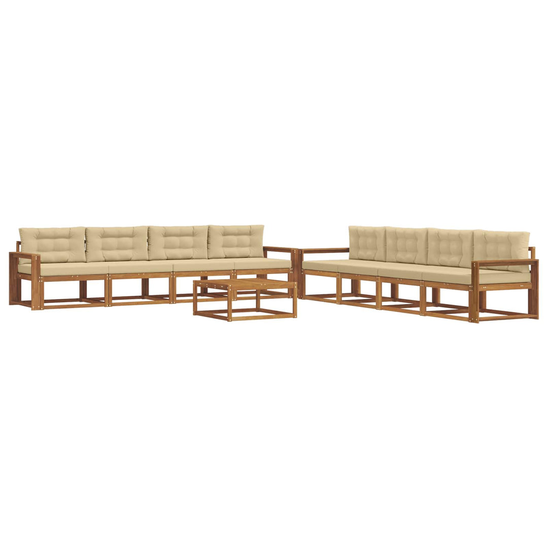 Udendørs sofagruppe med pude 9 pcs Naturlig og Beige