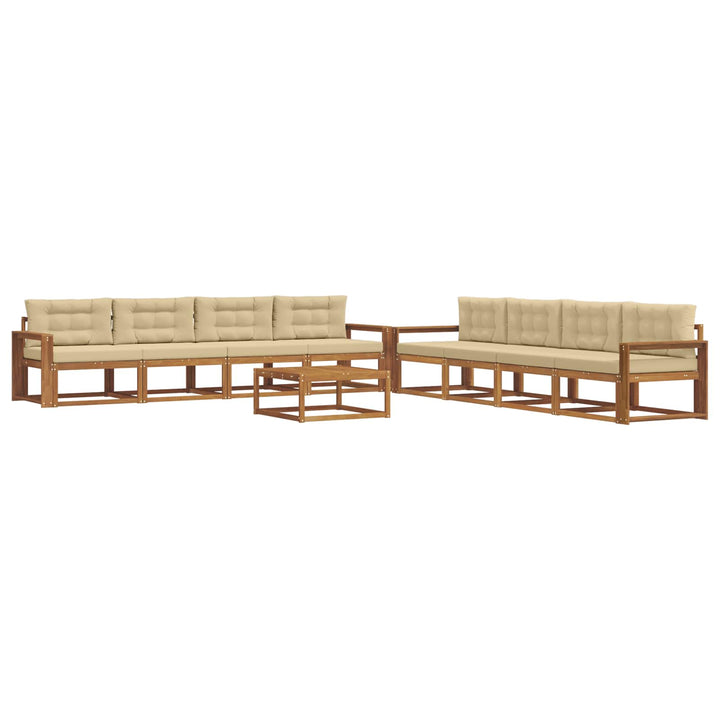 Udendørs sofagruppe med pude 9 pcs Naturlig og Beige