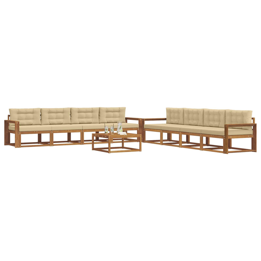 Udendørs sofagruppe med pude 9 pcs Naturlig og Beige