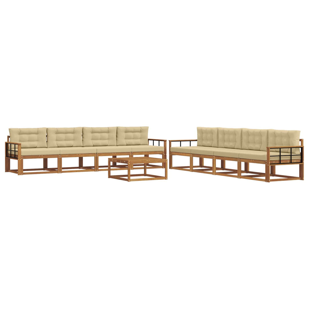 Udendørs sofagruppe med pude 9 pcs Naturlig og Beige