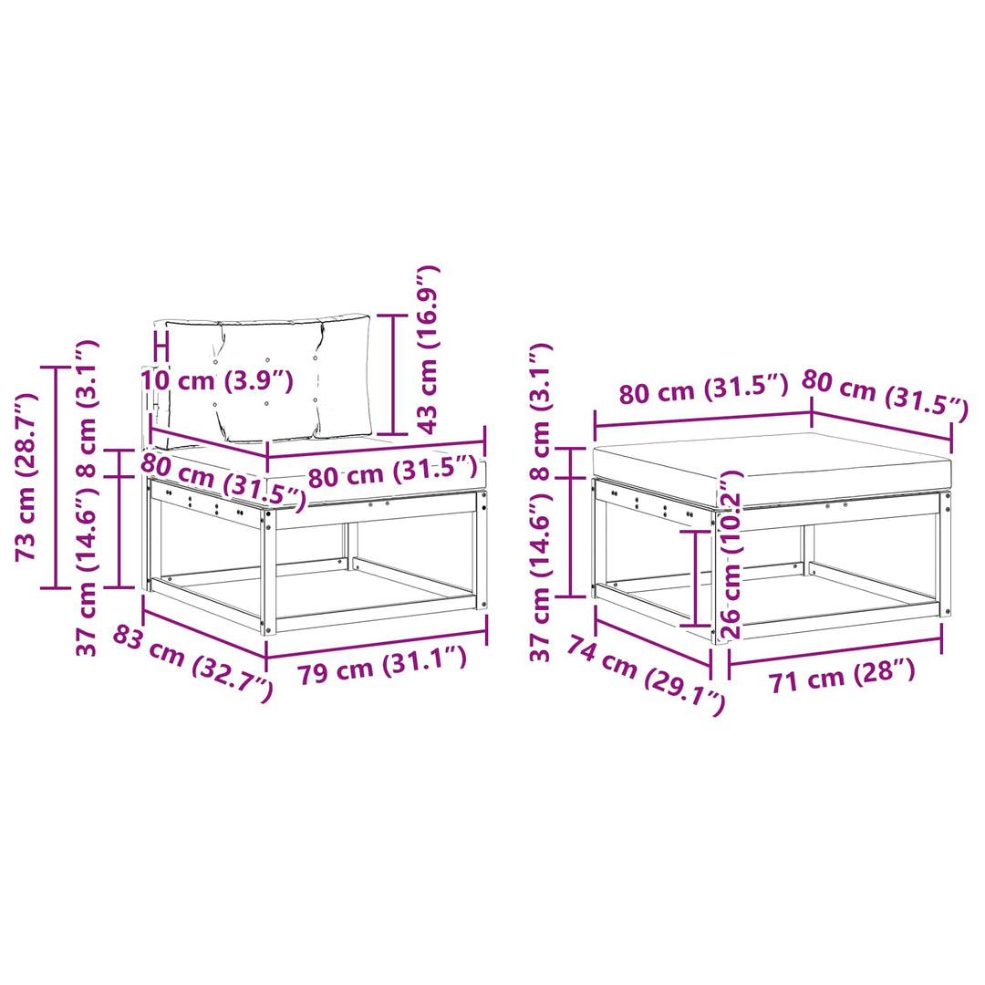 Udendørs sofagruppe 4 stk. Naturlig og Beige