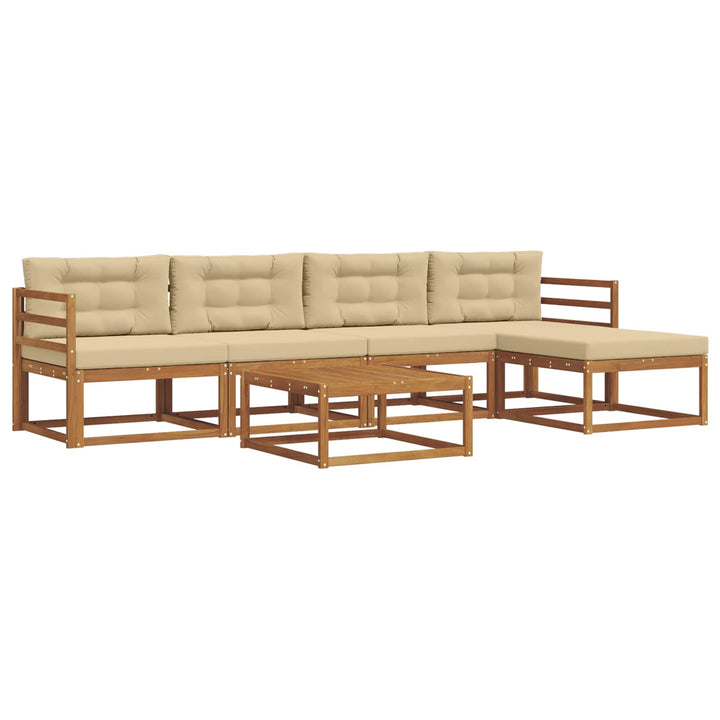 Udendørs sofagruppe med pude 6 pcs Naturlig og Beige