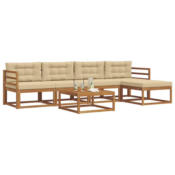 Udendørs sofagruppe med pude 6 pcs Naturlig og Beige